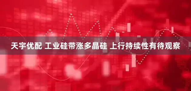 天宇优配 工业硅带涨多晶硅 上行持续性有待观察